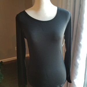 Black long sleeved scoop neck top
